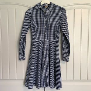Cremieux blue & white gingham long sleeve dress